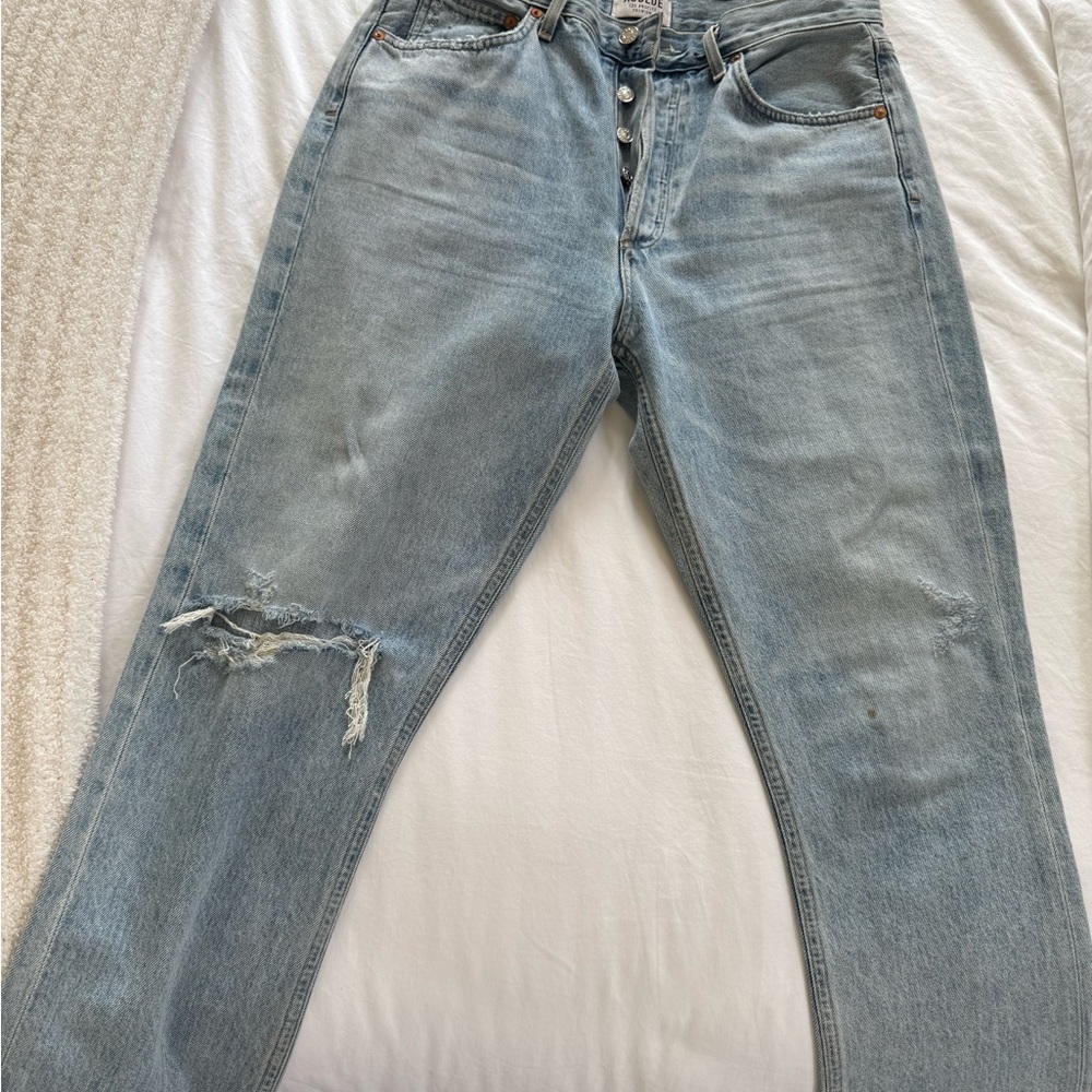 AGOLDE Riley 29 Classic Light Blue Distressed Women's Jeans